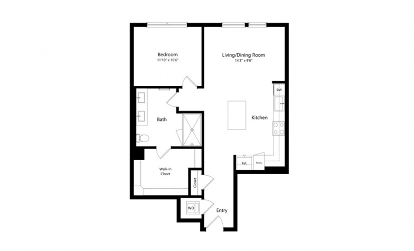 1B.2 - 1 bedroom floorplan layout with 1 bath and 862 square feet.
