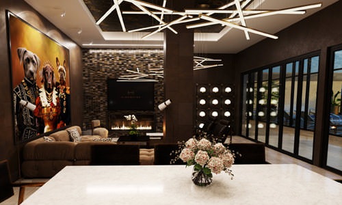 luxurious club lounge with stylized lighting